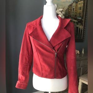 Express Red suede blazer.